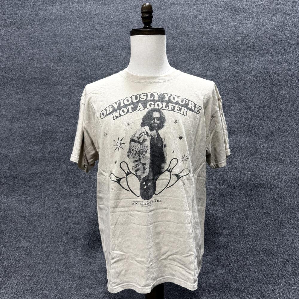 Anvil Shirt Mens XL Beige Big Lebowski Not A Golfer Graphic T-Shirt Tee Movie